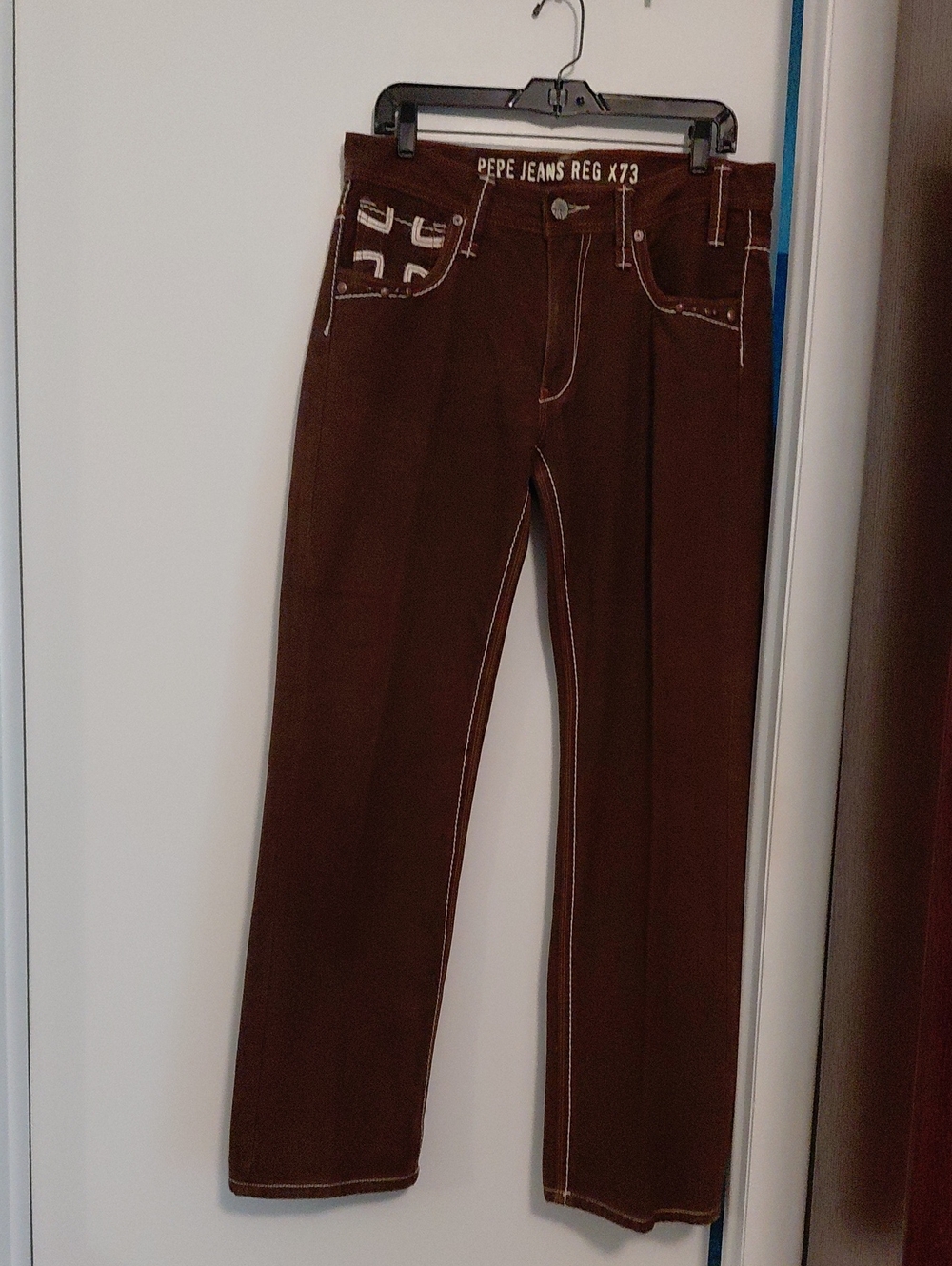 Vintage Y2K Pepe Jeans REGX73 London Brown Men's, Contrast Stitching 32X32